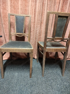 3 antike Stühle mit Lederbezug   zum Restaurieren Bild 2