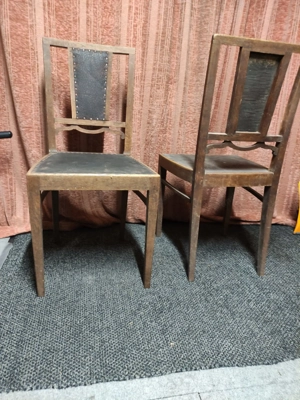 3 antike Stühle mit Lederbezug   zum Restaurieren Bild 3