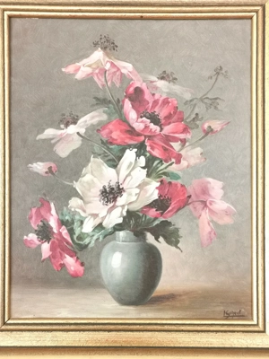 Altes originales Ölbild auf Leinwand | Blumenmotiv von Leopold Scheel | 6800 Feldkirch | Vorarlberg Bild 8