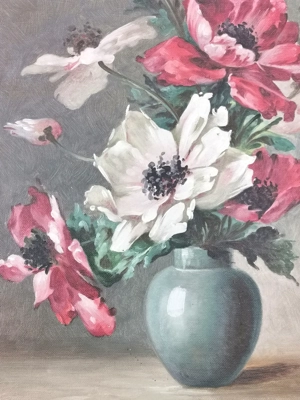 Altes originales Ölbild auf Leinwand | Blumenmotiv von Leopold Scheel | 6800 Feldkirch | Vorarlberg Bild 4