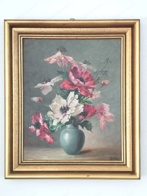 Altes originales Ölbild auf Leinwand | Blumenmotiv von Leopold Scheel | 6800 Feldkirch | Vorarlberg Bild 2