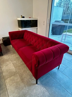 2x rotes Chesterfield Sofa (Einzel kaufbar-dann günstiger) Bild 4