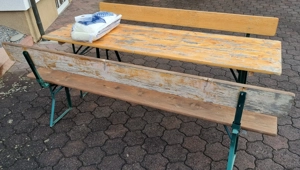 Bierzelt Garnitur mit Lehne, Polster, Tischdecken und Bodenschoner Bild 5