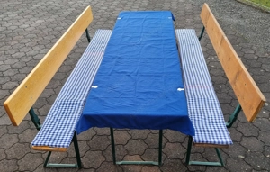 Bierzelt Garnitur mit Lehne, Polster, Tischdecken und Bodenschoner Bild 8
