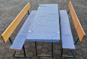 Bierzelt Garnitur mit Lehne, Polster, Tischdecken und Bodenschoner Bild 7