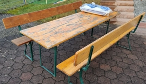 Bierzelt Garnitur mit Lehne, Polster, Tischdecken und Bodenschoner Bild 6