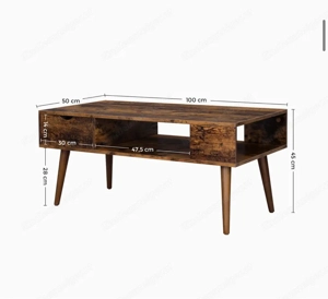 Rustikaler Wohnzimmertisch im Industriedesign   mit Stauraum Bild 2