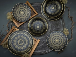 Mandala Set Schwarz Goldfarben, 16-teilig Bild 4