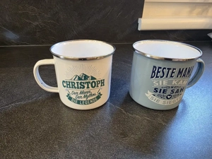 2 Tassen aus Metall, auch einzeln verkaufbar