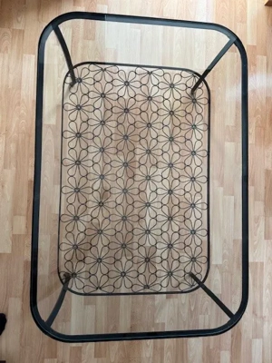 Wohnzimmertisch Couchtisch Glastisch Tisch Stahl geschwärzt 116 x 78 cm WIE NEU Bild 2