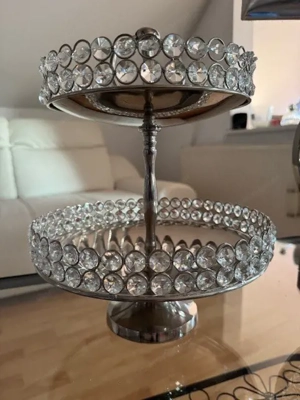 Kerzenständer Teelicht Patisserie Servier Tischlampe Lampe Kristall silber - alles zusammen IM SET Bild 3