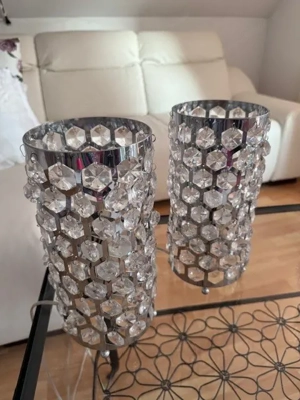 Kerzenständer Teelicht Patisserie Servier Tischlampe Lampe Kristall silber - alles zusammen IM SET Bild 2