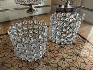 Kerzenständer Teelicht Patisserie Servier Tischlampe Lampe Kristall silber - alles zusammen IM SET Bild 4