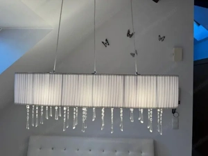 Hängelampe Esszimmer Kristall weiß silber, L: 100 cm, TIP TOP