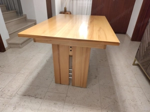 ZU VERSCHENKEN - Verlängerbarer Echtholztisch mit passender Eckbank Bild 5