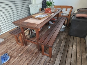 Gartentisch mit Sitzbänken   Sehr guter Zustand   Komplettes Set Bild 3