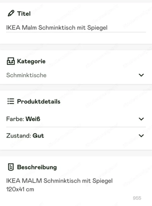 Schminktisch mit Spiegel Bild 2