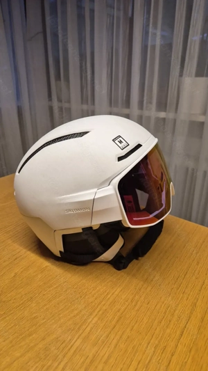 Salomon Skihelm mit Visier Spitzenmodell Driver Prime Sigma Photo Mips Visor, Gr. M, weiß Bild 2
