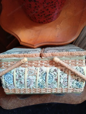Nähkorb + Faden  40x 28cm Antik Bild 2