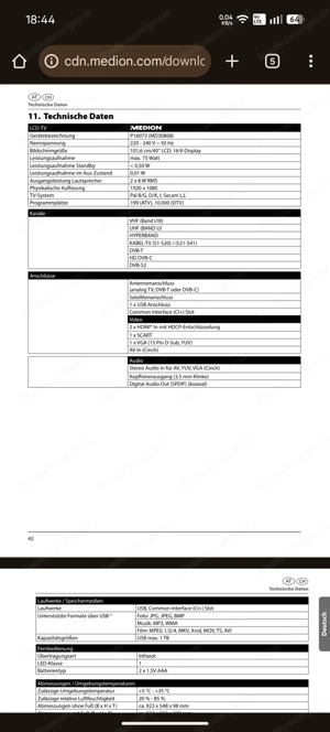 Fernseher 40" Medion MD30868 Full HD Bild 2