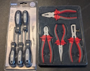 Neu Schraubendeher und Zangen Set Kombi Spitz Seitenschneider