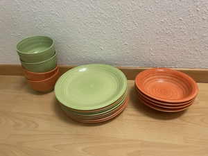 17 Teile - Geschirrset Grün Orange