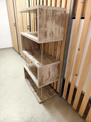 Möbelstück offenes Regal Raumteiler Holzoptik im Used-Look Metallstreben Bild 2