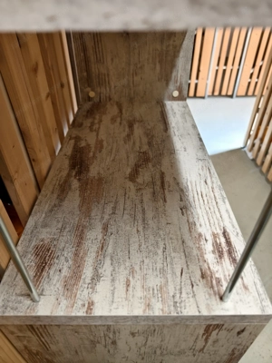 Möbelstück offenes Regal Raumteiler Holzoptik im Used-Look Metallstreben Bild 5