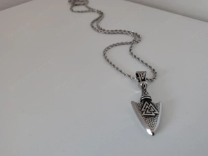 Edelstahl Halskette mit Wikinger Pfeilspitzen Anhänger & keltischem Knoten Bild 2