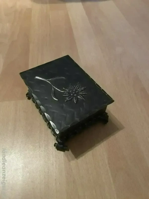 Metall-Schmuckdose mit Edelweiß-Motiv - rustikales Design