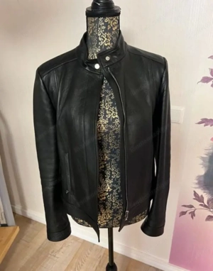 Gucci Lederjacke schwarz Größe 44 mit Rotem  Futter  Bild 2