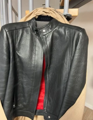 Gucci Lederjacke schwarz Größe 44 mit Rotem  Futter  Bild 4
