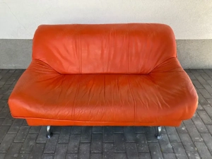 Couch orange loveseat aus Echtleder 2-sitzer  Bild 2