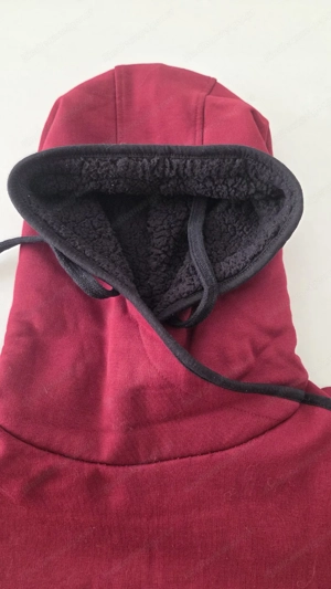 Teddy-Hoodie, weinrot-schwarz, Gr. S  M Bild 3