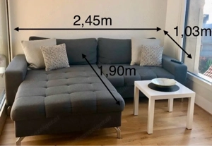 Couch mit USB-Anschluss inkl. Polster, L-Form Bild 2