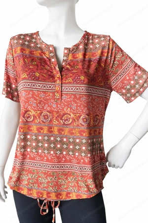 Bluse   Shirt Gr. 40 - weich fließend - Boho Muster - wie neu