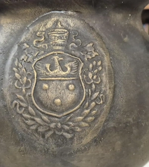 Antikes 3er-Set Prunk-Kessel (Grapen)   Massiv Bronze Messing mit Adelswappen Bild 8