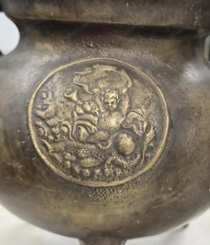 Antikes 3er-Set Prunk-Kessel (Grapen)   Massiv Bronze Messing mit Adelswappen Bild 7