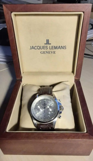 Jacques Lemans Geneve Chronograph   Edelstahl Leder   inkl. OVP Bild 5
