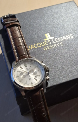 Jacques Lemans Geneve Chronograph   Edelstahl Leder   inkl. OVP Bild 7