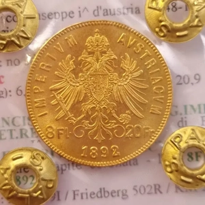 Österreich. Franz Joseph I.. 8 Florins 20 Francs 1892 Bild 2