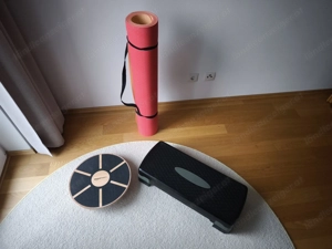Fitness Set neuwertig Steppbrett Matte Balanceboard 