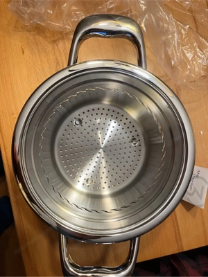 AMC Edelstahl Topf mit Dampfeinsatz - wie neu Bild 3