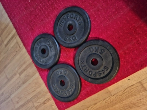 4x 5kg Hantelscheiben - Guss, Schwarz lackiert