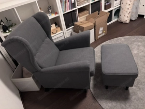 IKEA STRANDMON Ohrensessel (Relax-Variante) mit Fussstütze & Hocker   wie neu Bild 3