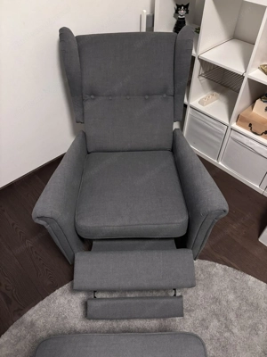 IKEA STRANDMON Ohrensessel (Relax-Variante) mit Fussstütze & Hocker   wie neu Bild 4