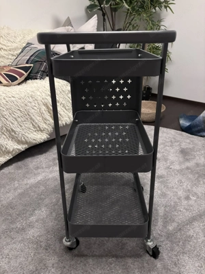 Servierwagen   Rollwagen aus Metall   dunkelgrau Bild 2