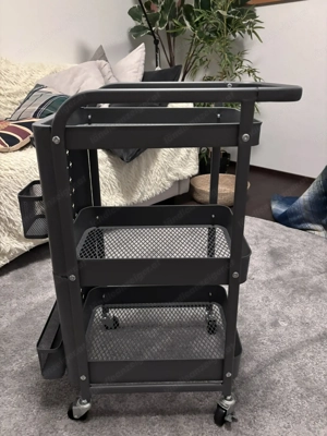 Servierwagen   Rollwagen aus Metall   dunkelgrau Bild 3