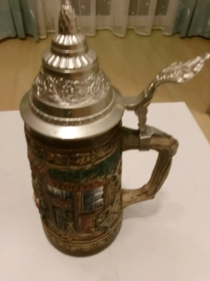 Bierkrüge aus Steingut + Reinzinn  Bild 2