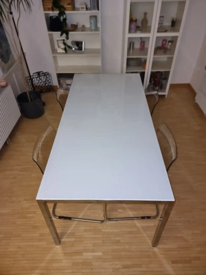 IKEA TORSBY Esstisch 180 cm   Glas & Edelstahl Bild 2